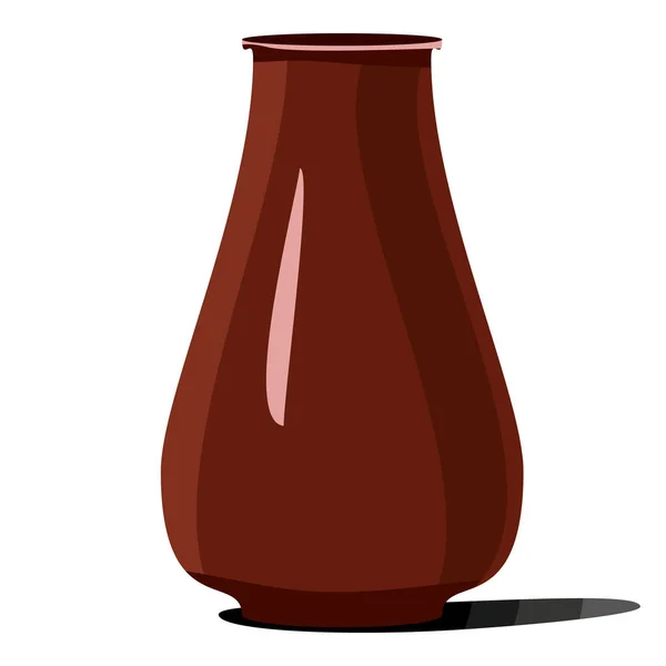 Vase Simple Objet Rond Brun Pot Récipient Terre Plat Liquide — Image vectorielle