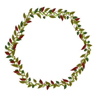 Yaratıcılık ve tasarım için farklı tonsal tonlarda yapraklar ve dallar şeklinde çiçek çerçevesi