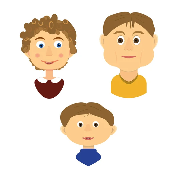 People Boy Man Woman Family Three — Stock Vector