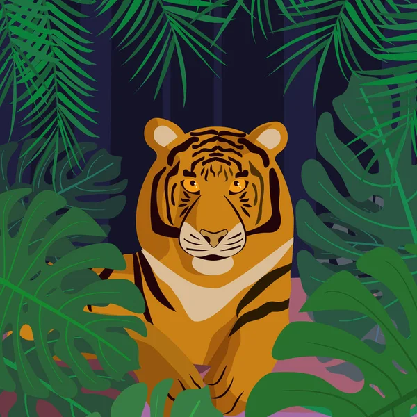 Tigre Selva Descansando —  Vetores de Stock