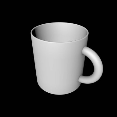 Siyah arkaplanda beyaz silindirik kupa