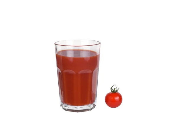 Ein Glas Tomatensaft Auf Weißem Hintergrund Isoliert — Stockfoto