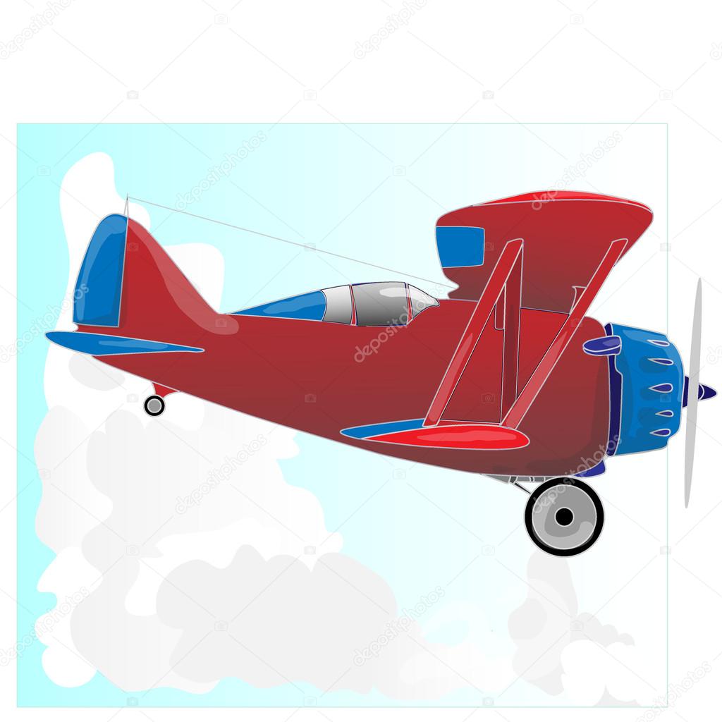 A bi plane isolated. Vector.