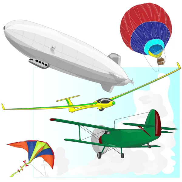 Ensemble de vecteurs de transport aérien — Image vectorielle