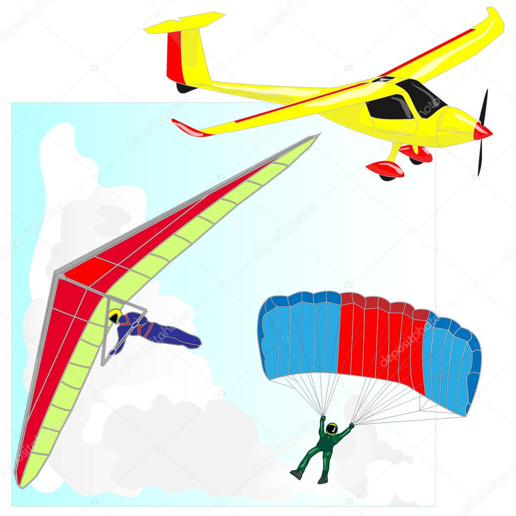 air transportation vector set 