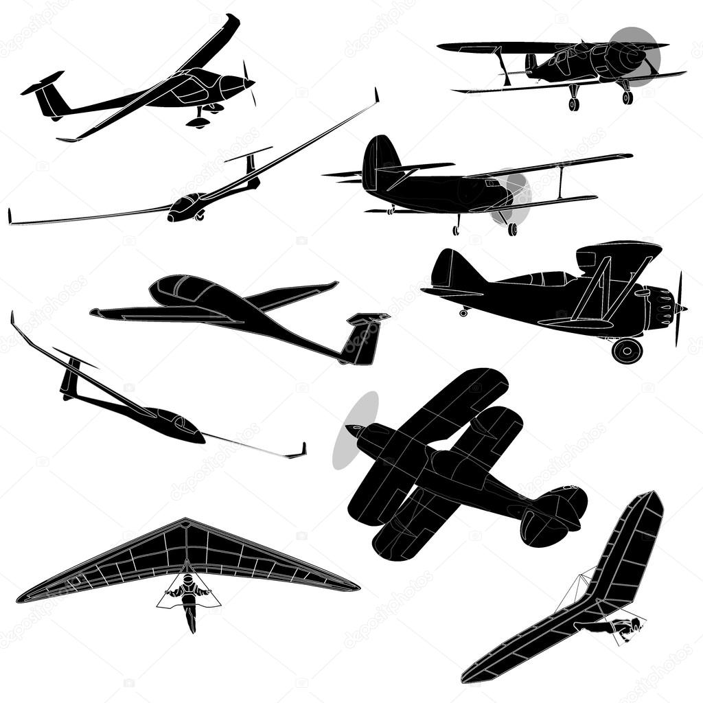 air transportation vector set 