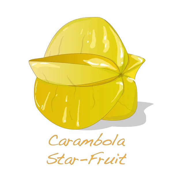 Fruto amarillo carambola vector — Vector de stock