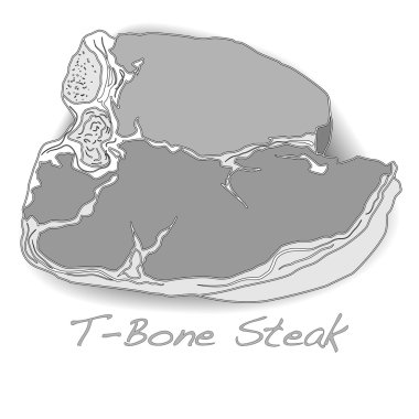 ham T-bone vectoron beyaz arka plan