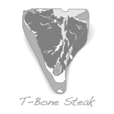 ham T-bone vectoron beyaz arka plan