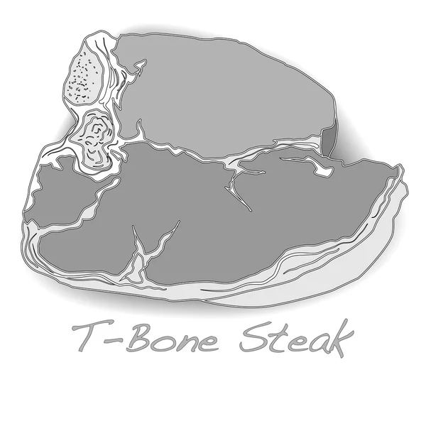 生の T-bone ベクトロン白背景 — ストックベクタ