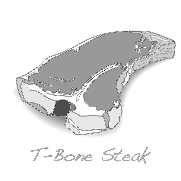 Ακατέργαστη T-bone vectoron λευκό φόντο — Διανυσματικό Αρχείο