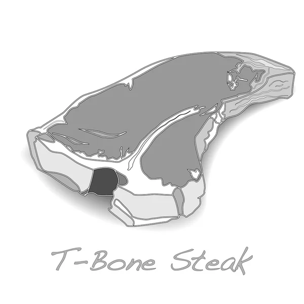 Ham T-bone vectoron beyaz arka plan — Stok Vektör