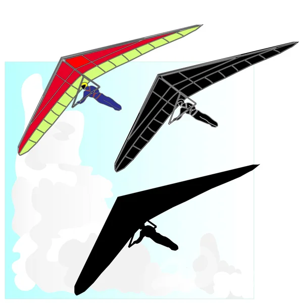 Hang Glider flying vector — Stock Vector