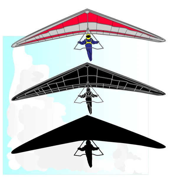 Hang Glider vetor voador — Vetor de Stock