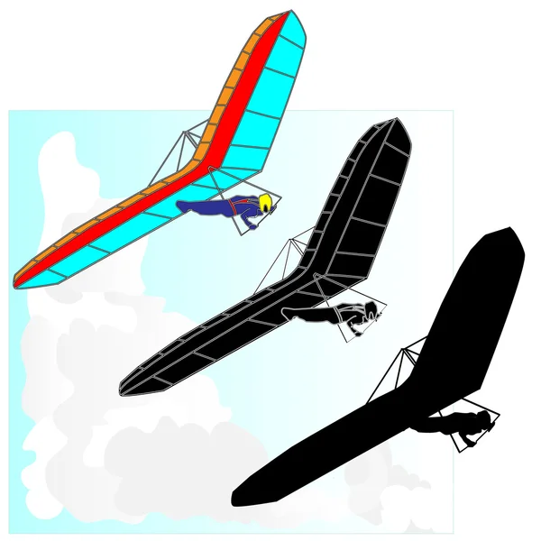 Hang Glider uçan vektör — Stok Vektör