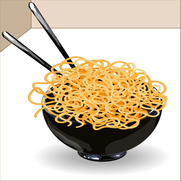 Nudeln. Spaghetti im Teller. — Stockvektor