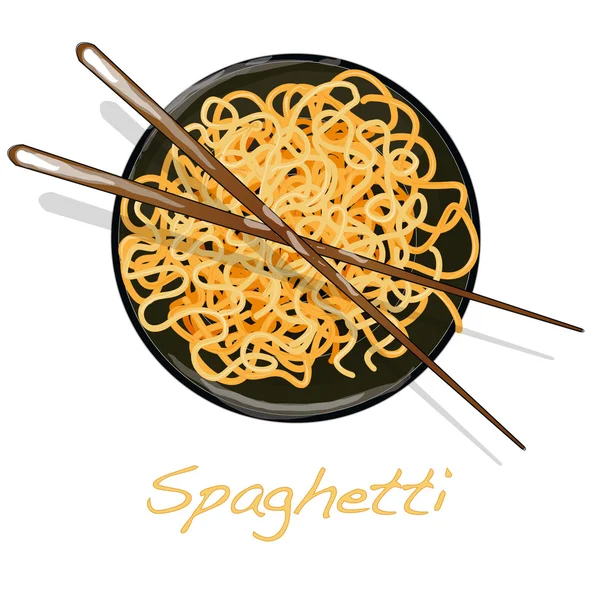 Makarna. Spagetti plaka. — Stok Vektör