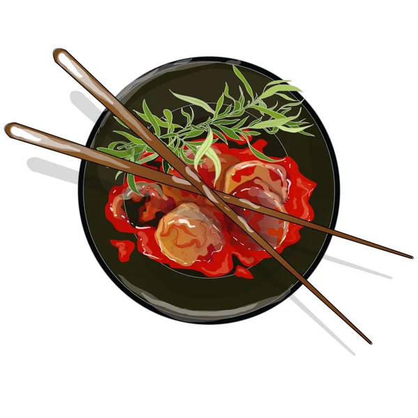 Фрикадельки в томатном соусе — стоковый вектор