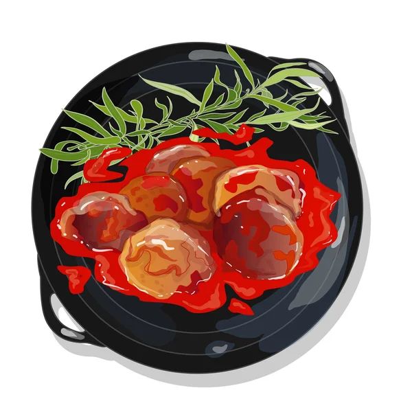 Almôndega em molho de tomate — Vetor de Stock
