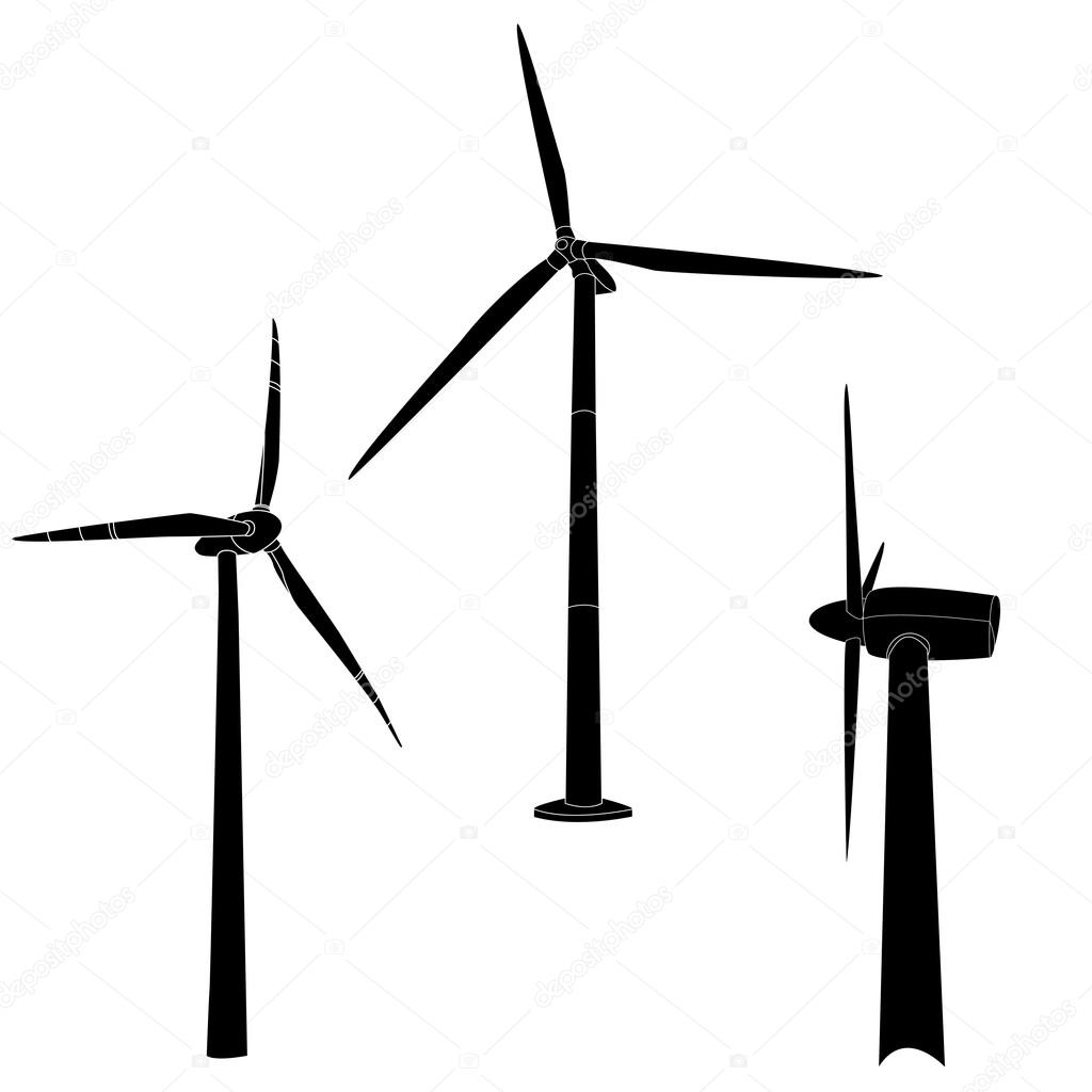 Wind turbine illustration. Vector. 