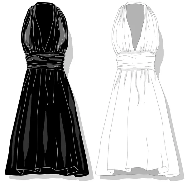 Κομψό φόρεμα. Γυναικεία ρούχα. — Διανυσματικό Αρχείο