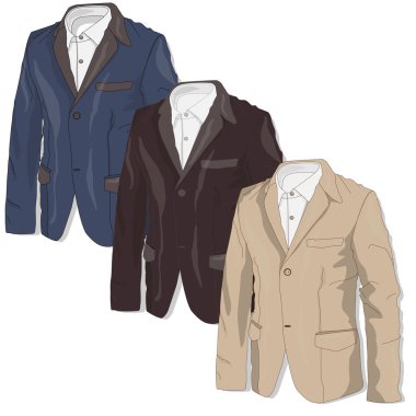 Ceket. Giyim koleksiyonu. Vektör.