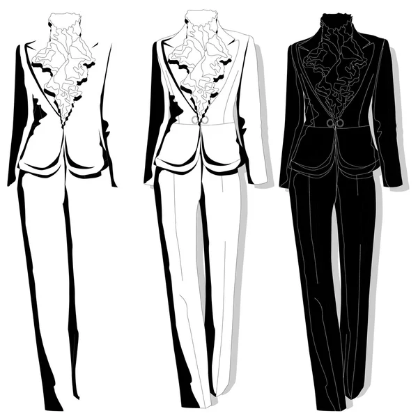 Traje femenino. Colección de ropa. Vector . — Vector de stock