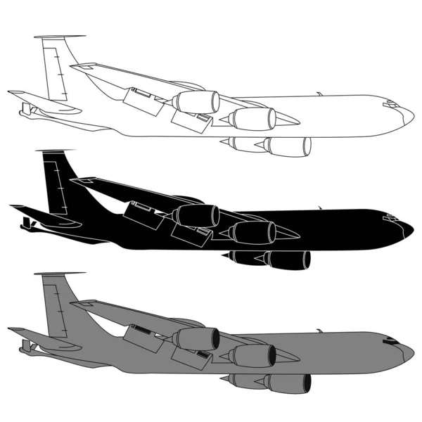 Set Von Flugzeugsilhouetten Flugzeuge Flug Vektorillustration Von Flugzeugen — Stockvektor