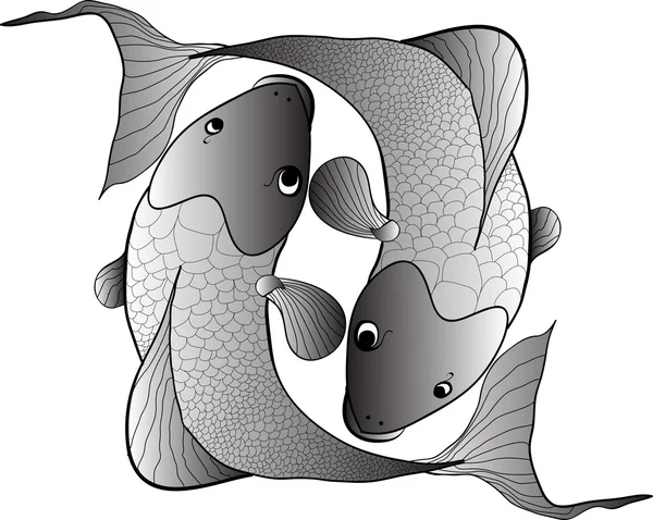 Zwei Fische einfarbig — Stockvektor