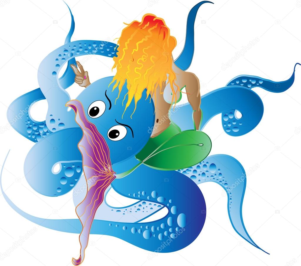 octopus and mermaid