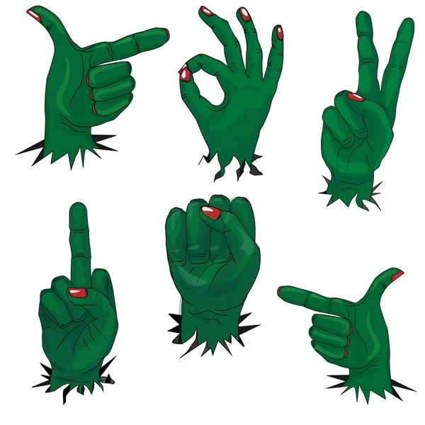 Zombie hand uppsättning — Stock vektor
