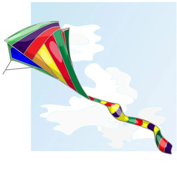 Kite. Vector illustration of kite and clouds in the sky. — Stock Vector