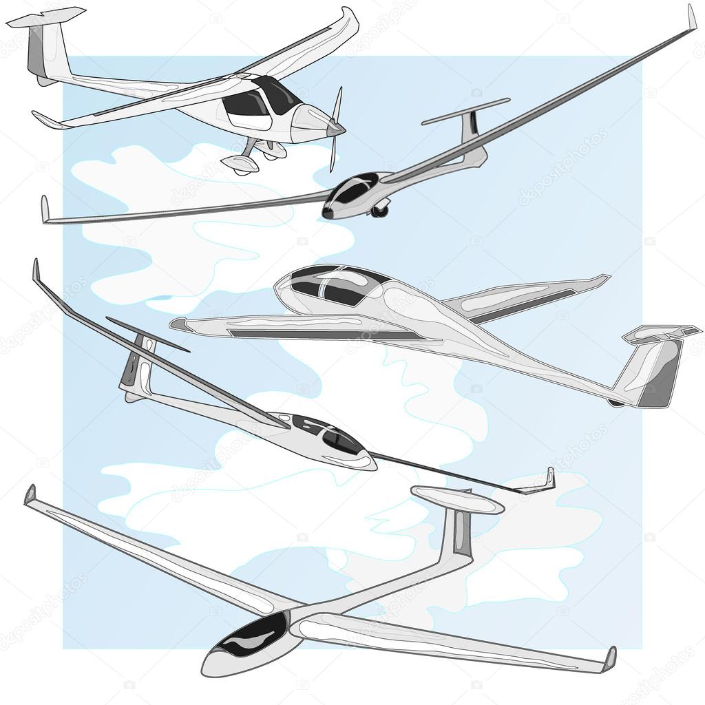 Glider sailplane illustration isolated