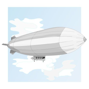 Vintage airship. Dirigible balloon. clipart