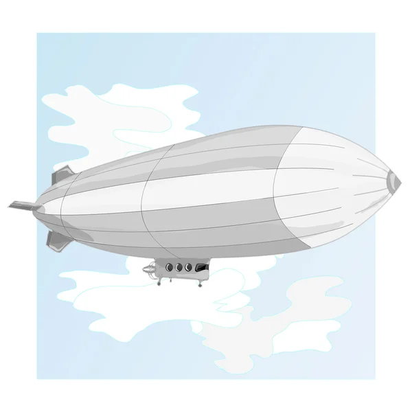 Vintage airship. Dirigible balloon. — Stock Vector