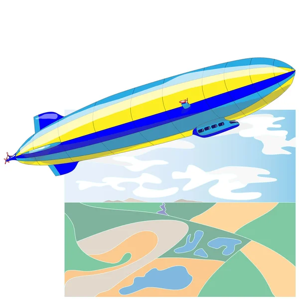 Vintage airship. Dirigible balloon. — Stock Vector
