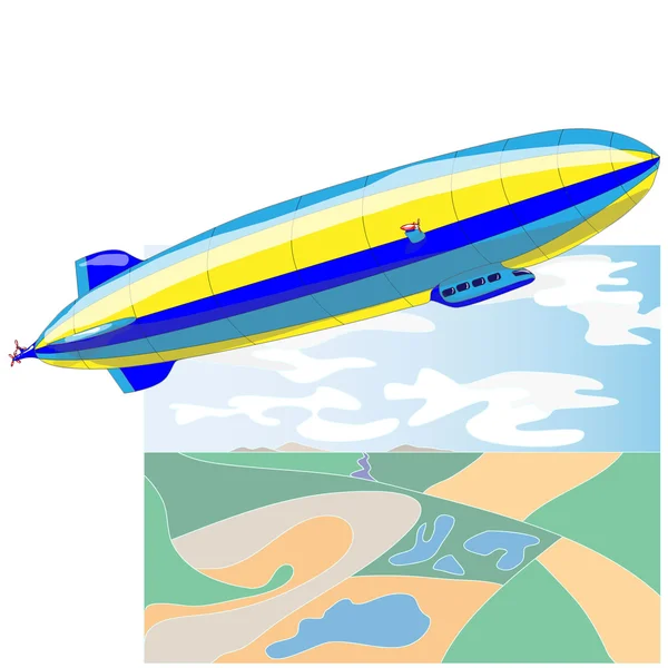 Dirigible Vintage. Globo dirigible . — Vector de stock