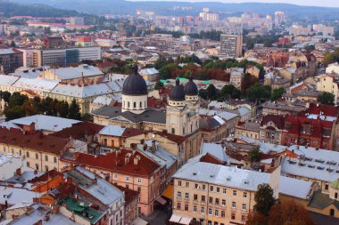 Lviv şehrin Üstten Görünüm