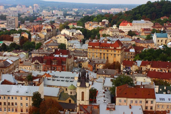 顶视图的利沃夫市 — 图库照片