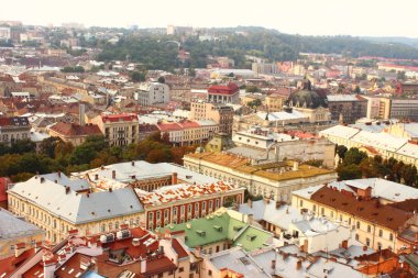 Lviv şehrin Üstten Görünüm