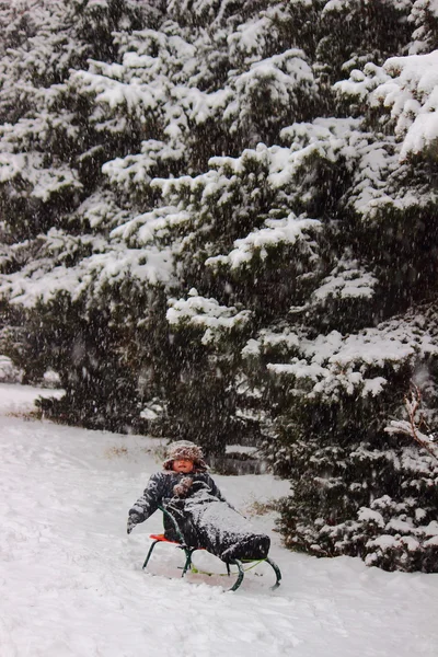 Child on a sled — Stock Photo, Image