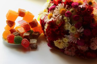 sonbahar çiçekler ve tatlılar