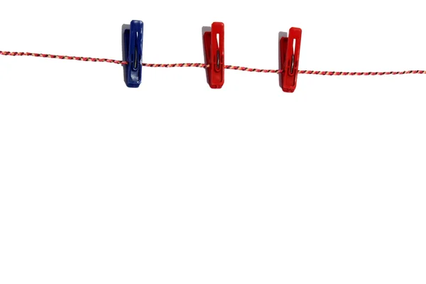 Kötél és clothespins három — Stock Fotó