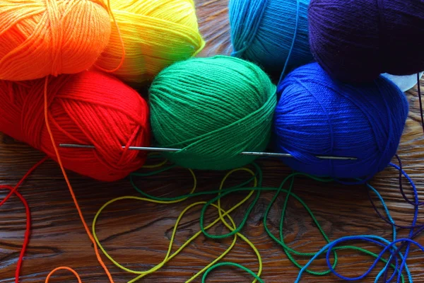 Multi-colored balls of yarn for knitting — Stock Photo, Image