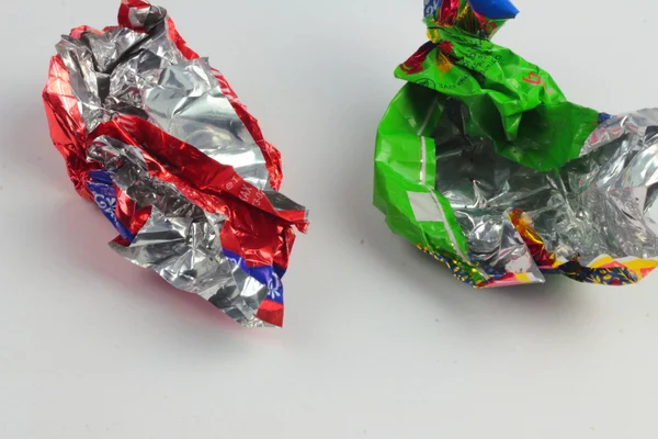 Empty candy wrappers from sweets — Stock Photo, Image