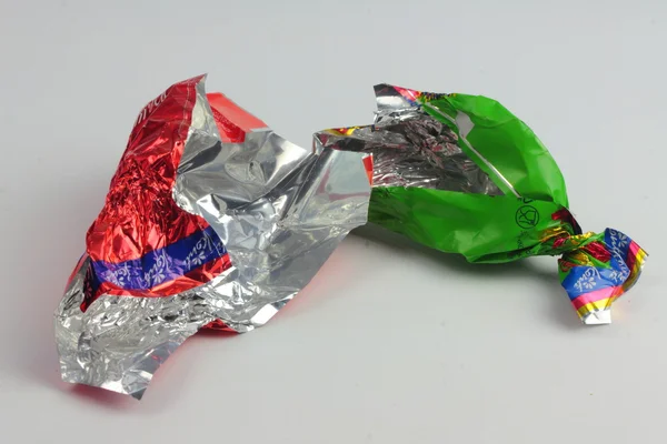 Empty candy wrappers from sweets — Stock Photo, Image