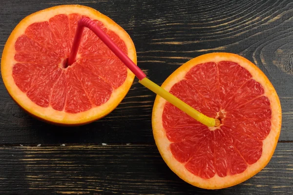 Ovansida av halv cut grapefrukt — Stockfoto
