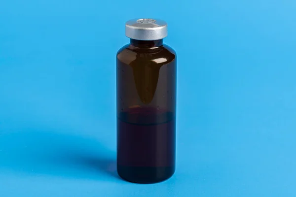 Macro Shot Selective Focus Amber Color Vaccine Injection Bottle Set — Stock Photo, Image