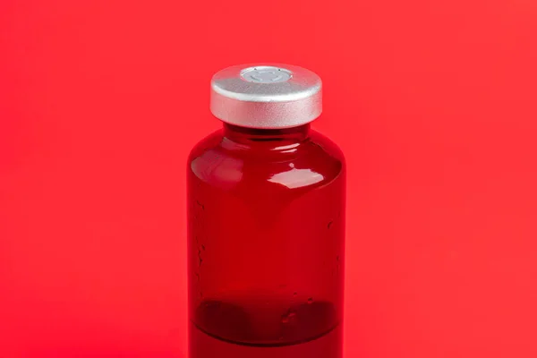 Macro Shot Selective Focus Amber Color Vaccine Injection Bottle Set — Stock Photo, Image