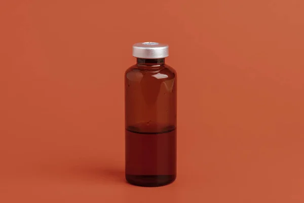 Macro Shot Selective Focus Amber Color Vaccine Injection Bottle Set — Stock Photo, Image